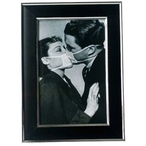 Vintage Women Man Mask Kiss WW2 Retro Boho Weird Strange Unique Art Photograph